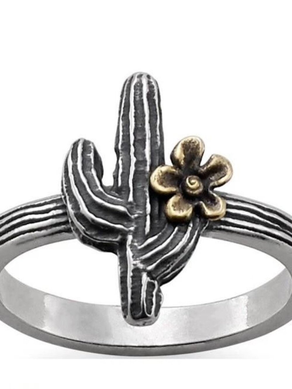 NEW James Avery Retired Cactus Blossom Ring 6 .925 Sterling Silver Bronze - Picture 1 of 4